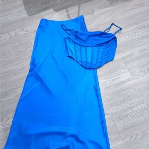 Meshki Royal Blue Satin Ensemble
